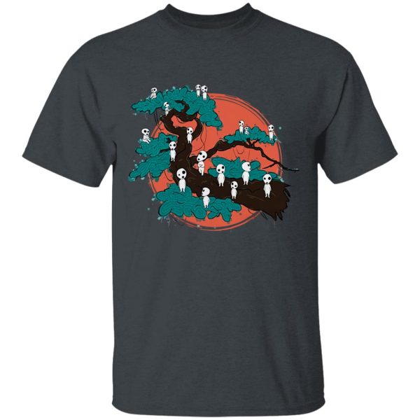 Princess Mononoke With Wolf - Tree Spirits by the Red Moon T Shirt-Apparel, princess mononoke, Princess Mononoke With Wolf, Tshirt