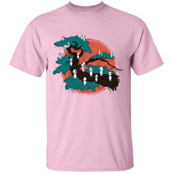 Princess Mononoke With Wolf - Tree Spirits by the Red Moon T Shirt-Apparel, princess mononoke, Princess Mononoke With Wolf, Tshirt