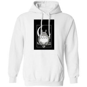 Stuffed Totoro - My Neighbor Totoro by the Moon Black & White Hoodie Unisex-Apparel, Hoodie, My Neighbor Totoro, Stuffed Totoro