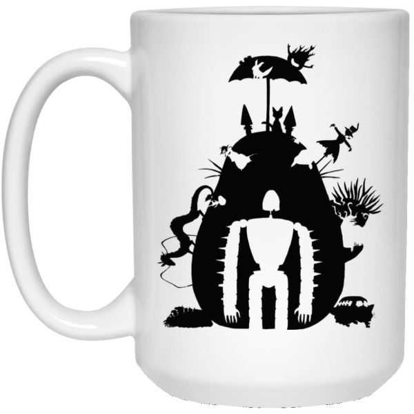 Totoro Shirt - Studio Ghibli Black & White Art Compilation Mug-Accessories, House Decor, Howl's Moving Castle, Kiki's Delivery Service, Laputa: Castle in the Sky, Mug, My Neighbor Totoro, Totoro Shirt