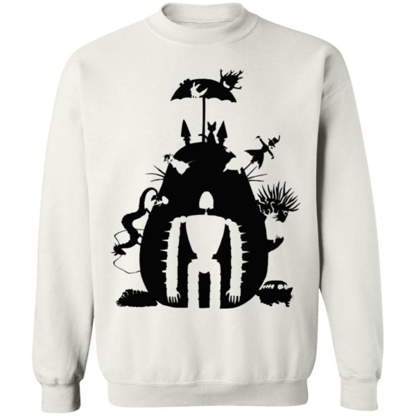 Totoro Restaurant - Studio Ghibli Black & White Art Compilation Sweatshirt Unisex-Apparel, Howl's Moving Castle, Kiki's Delivery Service, Laputa: Castle in the Sky, My Neighbor Totoro, Spirited Away, Sweatshirt, Totoro Restaurant