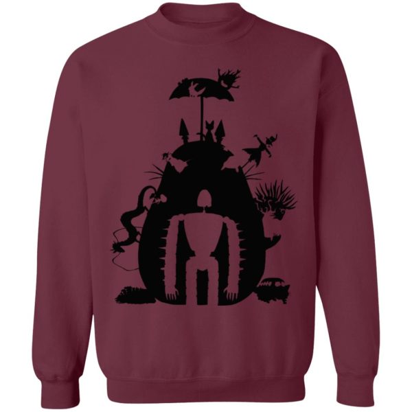 Totoro Restaurant - Studio Ghibli Black & White Art Compilation Sweatshirt Unisex-Apparel, Howl's Moving Castle, Kiki's Delivery Service, Laputa: Castle in the Sky, My Neighbor Totoro, Spirited Away, Sweatshirt, Totoro Restaurant