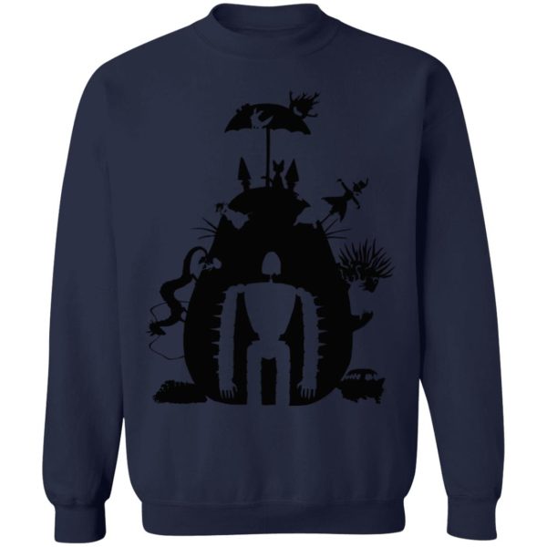 Totoro Restaurant - Studio Ghibli Black & White Art Compilation Sweatshirt Unisex-Apparel, Howl's Moving Castle, Kiki's Delivery Service, Laputa: Castle in the Sky, My Neighbor Totoro, Spirited Away, Sweatshirt, Totoro Restaurant