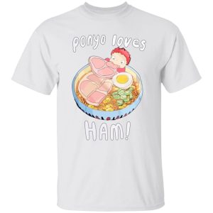 Hayao Miyazaki Ponyo - Ponyo Loves Ham T Shirt-Apparel, Hayao Miyazaki Ponyo, ponyo, Tshirt