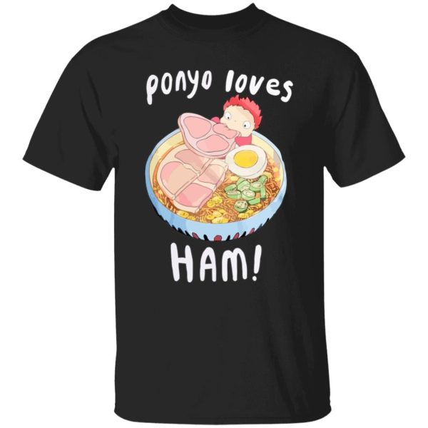 Hayao Miyazaki Ponyo - Ponyo Loves Ham T Shirt-Apparel, Hayao Miyazaki Ponyo, ponyo, Tshirt