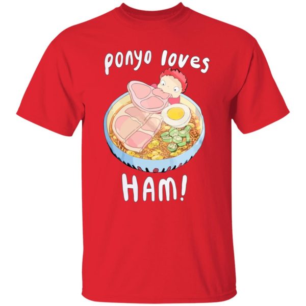 Hayao Miyazaki Ponyo - Ponyo Loves Ham T Shirt-Apparel, Hayao Miyazaki Ponyo, ponyo, Tshirt