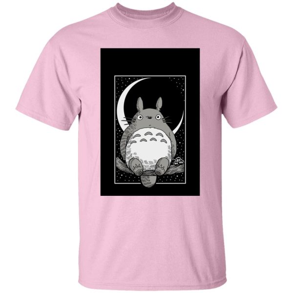 Totoro Wallpaper - My Neighbor Totoro by the Moon Black & White T Shirt Unisex-Apparel, My Neighbor Totoro, Totoro Wallpaper, Tshirt