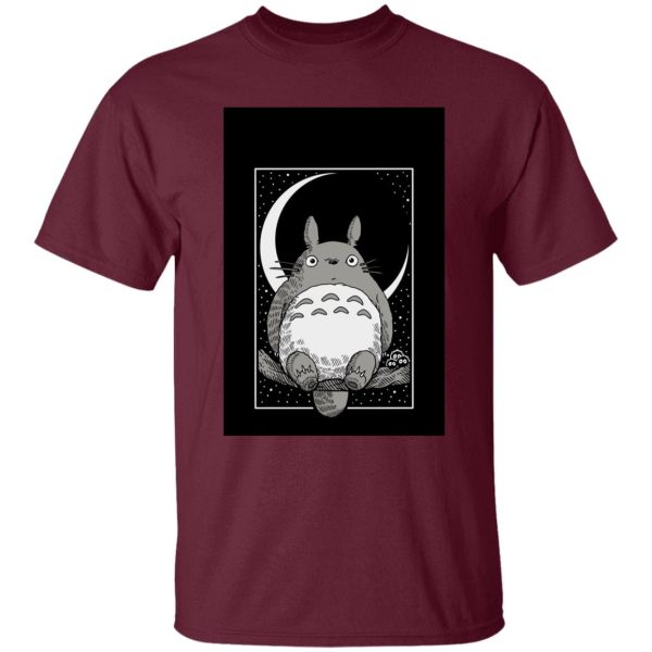 Totoro Wallpaper - My Neighbor Totoro by the Moon Black & White T Shirt Unisex-Apparel, My Neighbor Totoro, Totoro Wallpaper, Tshirt