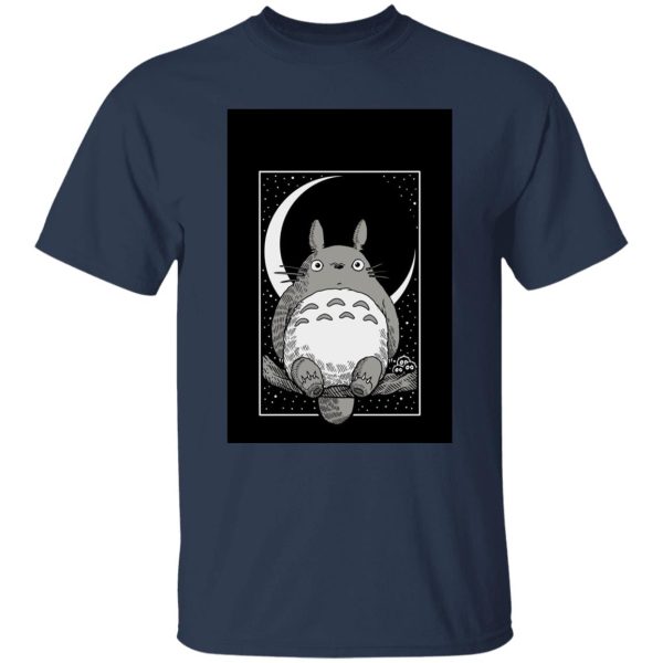 Totoro Wallpaper - My Neighbor Totoro by the Moon Black & White T Shirt Unisex-Apparel, My Neighbor Totoro, Totoro Wallpaper, Tshirt