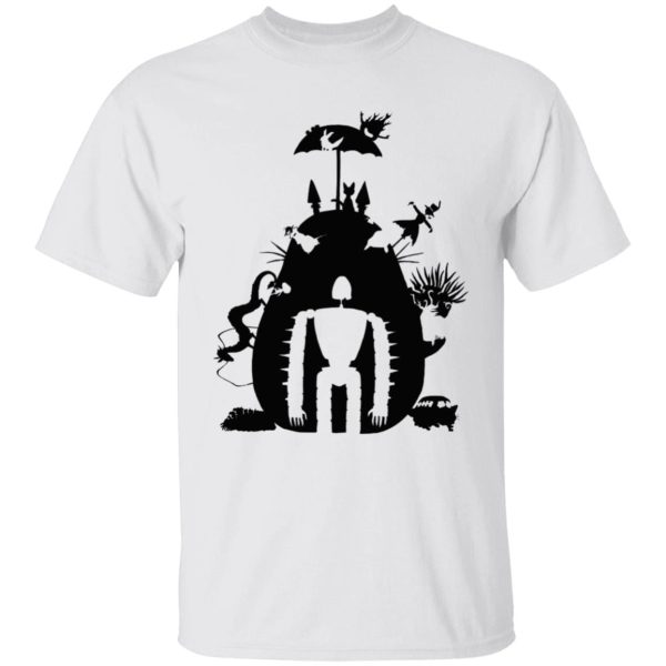 Totoro Ramen - Studio Ghibli Black & White Art Compilation T Shirt Unisex-Apparel, Howl's Moving Castle, Kiki's Delivery Service, Laputa: Castle in the Sky, My Neighbor Totoro, Spirited Away, Totoro Ramen, Tshirt