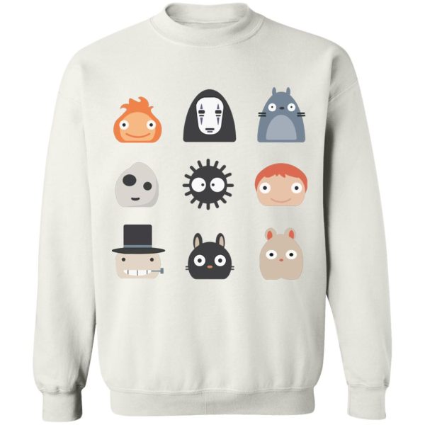 Totoro Hoodie - Ghibli Studio Characters Chibi Sweatshirt-Apparel, Howl's Moving Castle, kaonashi, Kiki's Delivery Service, My Neighbor Totoro, no face, ponyo, princess mononoke, Spirited Away, Sweatshirt, Totoro Hoodie