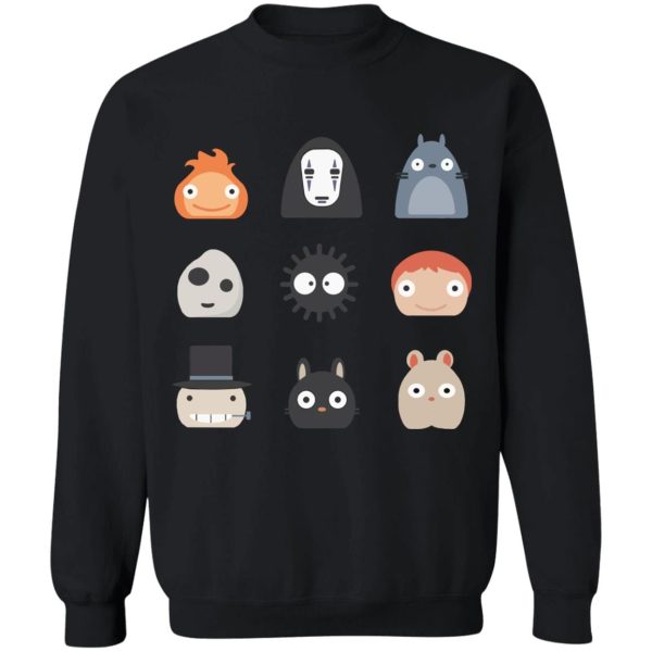 Totoro Hoodie - Ghibli Studio Characters Chibi Sweatshirt-Apparel, Howl's Moving Castle, kaonashi, Kiki's Delivery Service, My Neighbor Totoro, no face, ponyo, princess mononoke, Spirited Away, Sweatshirt, Totoro Hoodie