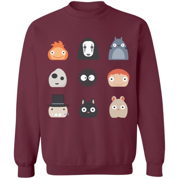 Totoro Hoodie - Ghibli Studio Characters Chibi Sweatshirt-Apparel, Howl's Moving Castle, kaonashi, Kiki's Delivery Service, My Neighbor Totoro, no face, ponyo, princess mononoke, Spirited Away, Sweatshirt, Totoro Hoodie