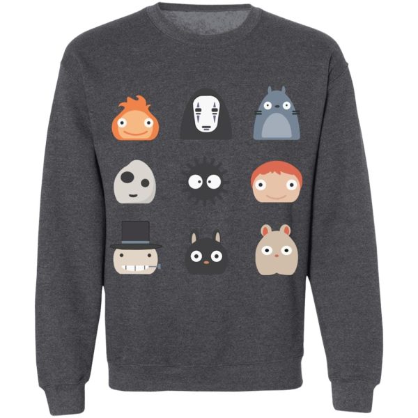 Totoro Hoodie - Ghibli Studio Characters Chibi Sweatshirt-Apparel, Howl's Moving Castle, kaonashi, Kiki's Delivery Service, My Neighbor Totoro, no face, ponyo, princess mononoke, Spirited Away, Sweatshirt, Totoro Hoodie