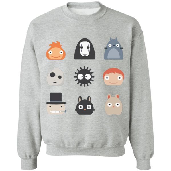 Totoro Hoodie - Ghibli Studio Characters Chibi Sweatshirt-Apparel, Howl's Moving Castle, kaonashi, Kiki's Delivery Service, My Neighbor Totoro, no face, ponyo, princess mononoke, Spirited Away, Sweatshirt, Totoro Hoodie