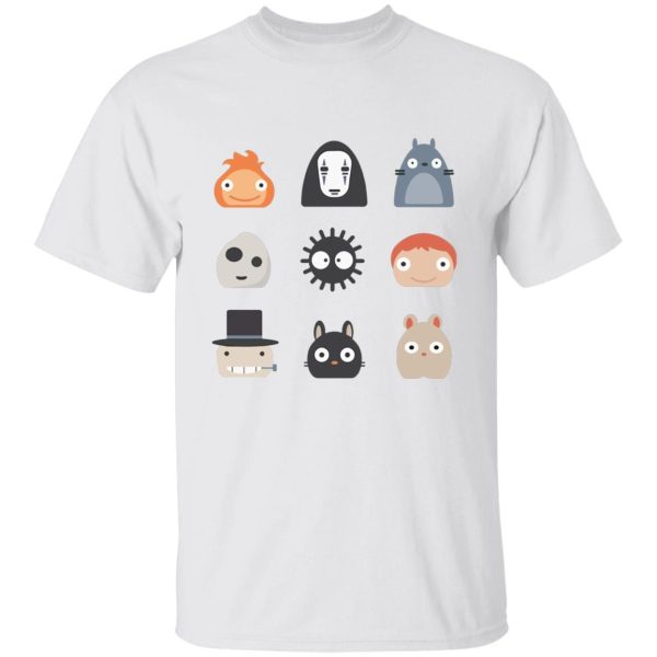 Totoro Dust Sprites - Ghibli Studio Characters Chibi T Shirt-Apparel, Howl's Moving Castle, kaonashi, Kiki's Delivery Service, My Neighbor Totoro, no face, ponyo, princess mononoke, Spirited Away, Totoro Dust Sprites, Tshirt