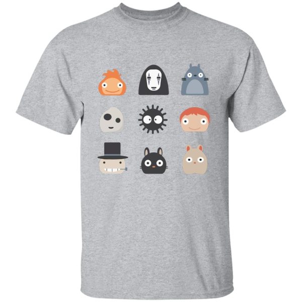 Totoro Dust Sprites - Ghibli Studio Characters Chibi T Shirt-Apparel, Howl's Moving Castle, kaonashi, Kiki's Delivery Service, My Neighbor Totoro, no face, ponyo, princess mononoke, Spirited Away, Totoro Dust Sprites, Tshirt