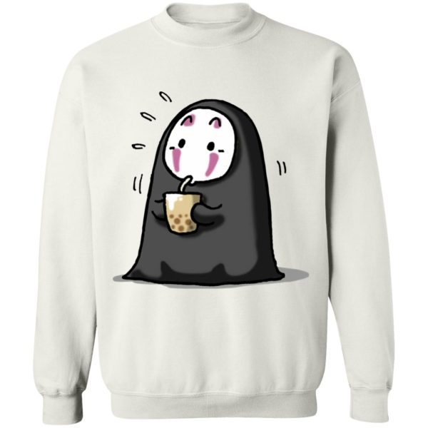 Spirited Away No Face - Kaonashi No Face Drinking Milk Tea Sweatshirt-Apparel, kaonashi, no face, Spirited Away, Spirited Away No Face, Sweatshirt