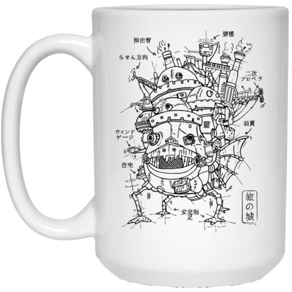 Howl And Sophie Howl's Moving Castle - Howl’s Moving Castle Sketch Mug-Accessories, House Decor, Howl And Sophie Howl's Moving Castle, Howl's Moving Castle, Mug