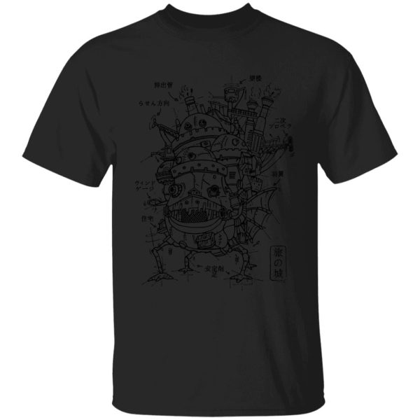 Howl's Moving Castle Anime - Howl’s Moving Castle Sketch T Shirt-Apparel, Howl's Moving Castle, Howl's Moving Castle Anime, Tshirt