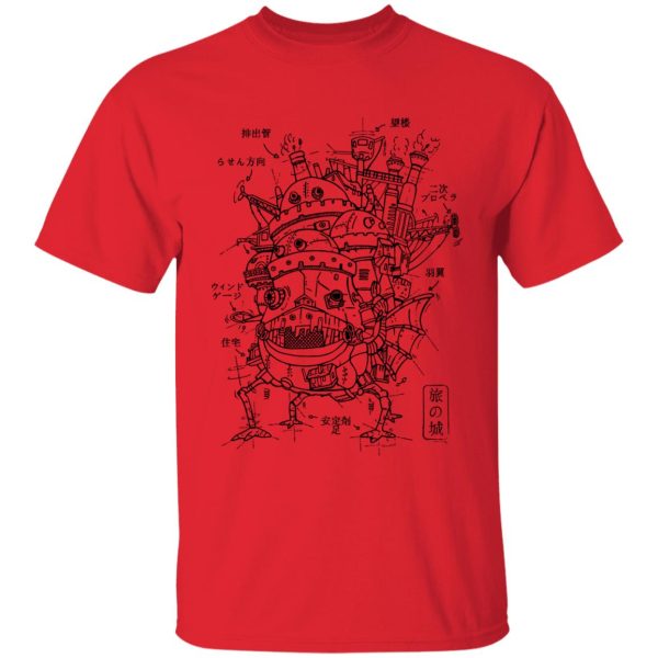 Howl's Moving Castle Anime - Howl’s Moving Castle Sketch T Shirt-Apparel, Howl's Moving Castle, Howl's Moving Castle Anime, Tshirt