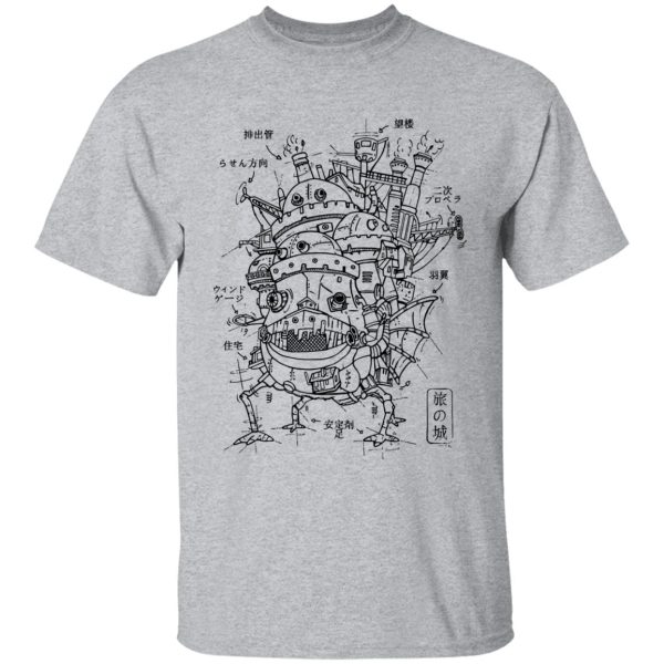 Howl's Moving Castle Anime - Howl’s Moving Castle Sketch T Shirt-Apparel, Howl's Moving Castle, Howl's Moving Castle Anime, Tshirt