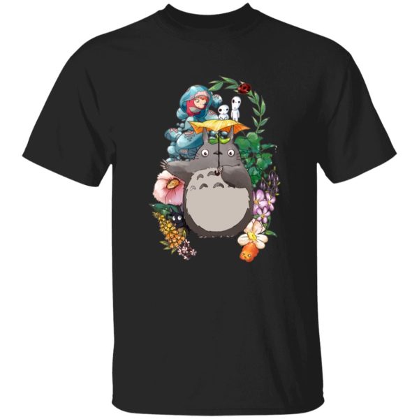 Japanese Totoro Plush - Totoro Umbrella and Friends T Shirt-Apparel, Japanese Totoro Plush, My Neighbor Totoro, Tshirt