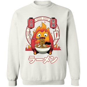 Howl's Moving Castle Fire - Howl’s Moving Castle – Calcifer Loves Ramen Sweatshirt-Apparel, Howl's Moving Castle, Howl's Moving Castle Fire, Sweatshirt