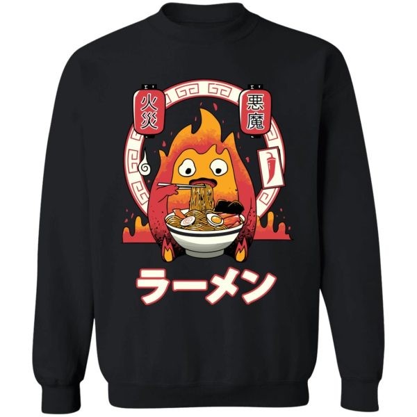 Howl's Moving Castle Fire - Howl’s Moving Castle – Calcifer Loves Ramen Sweatshirt-Apparel, Howl's Moving Castle, Howl's Moving Castle Fire, Sweatshirt