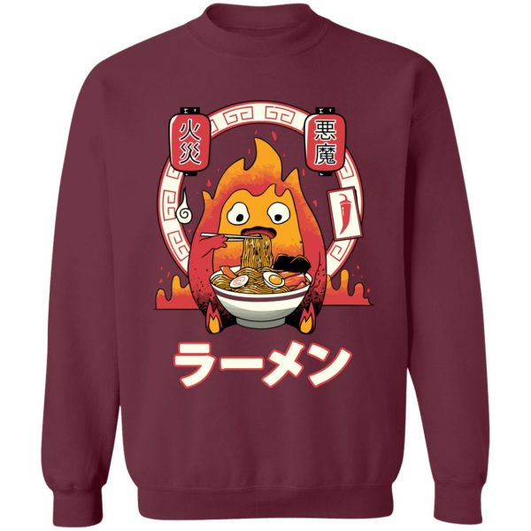 Howl's Moving Castle Fire - Howl’s Moving Castle – Calcifer Loves Ramen Sweatshirt-Apparel, Howl's Moving Castle, Howl's Moving Castle Fire, Sweatshirt