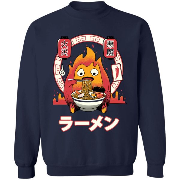 Howl's Moving Castle Fire - Howl’s Moving Castle – Calcifer Loves Ramen Sweatshirt-Apparel, Howl's Moving Castle, Howl's Moving Castle Fire, Sweatshirt