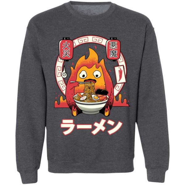 Howl's Moving Castle Fire - Howl’s Moving Castle – Calcifer Loves Ramen Sweatshirt-Apparel, Howl's Moving Castle, Howl's Moving Castle Fire, Sweatshirt