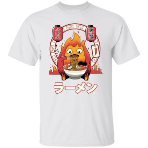 Howl's Moving Castle Piano Sheet - Howl’s Moving Castle – Calcifer Loves Ramen T Shirt-Apparel, Howl's Moving Castle, Howl's Moving Castle Piano Sheet, Tshirt