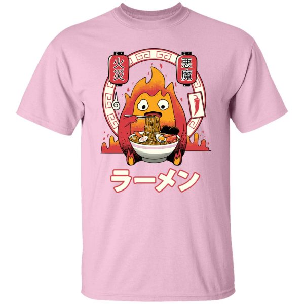 Howl's Moving Castle Piano Sheet - Howl’s Moving Castle – Calcifer Loves Ramen T Shirt-Apparel, Howl's Moving Castle, Howl's Moving Castle Piano Sheet, Tshirt