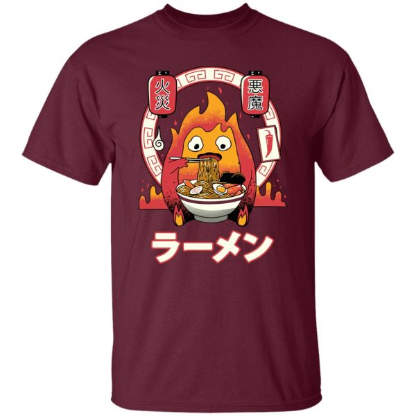 Howl's Moving Castle Piano Sheet - Howl’s Moving Castle – Calcifer Loves Ramen T Shirt-Apparel, Howl's Moving Castle, Howl's Moving Castle Piano Sheet, Tshirt