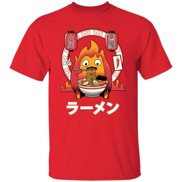 Howl's Moving Castle Piano Sheet - Howl’s Moving Castle – Calcifer Loves Ramen T Shirt-Apparel, Howl's Moving Castle, Howl's Moving Castle Piano Sheet, Tshirt