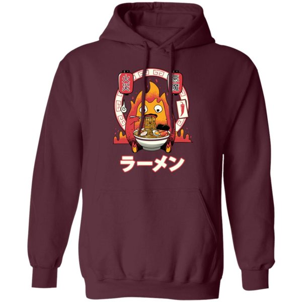 Howl's Moving Castle Dog - Howl’s Moving Castle – Calcifer Loves Ramen Hoodie-Apparel, Hoodie, Howl's Moving Castle, Howl's Moving Castle Dog