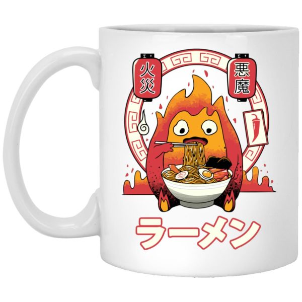 Howl's Moving Castle Explanation - Howl’s Moving Castle – Calcifer Loves Ramen Mug-Accessories, House Decor, Howl's Moving Castle, Howl's Moving Castle Explanation, Mug