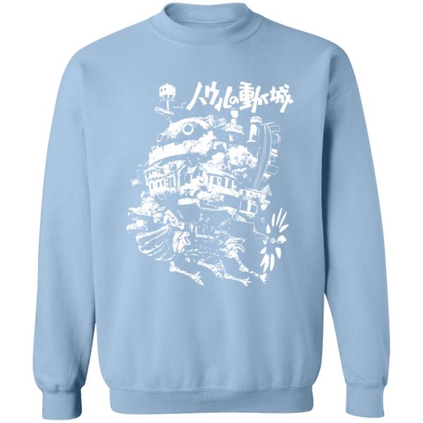 Witch Howl's Moving Castle - Howl’s Castle in Black and White Sweatshirt-Apparel, Howl's Moving Castle, Sweatshirt, Witch Howl's Moving Castle