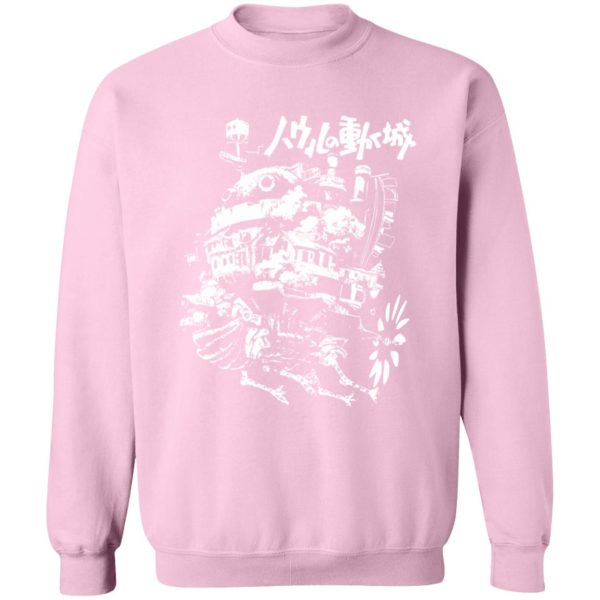 Witch Howl's Moving Castle - Howl’s Castle in Black and White Sweatshirt-Apparel, Howl's Moving Castle, Sweatshirt, Witch Howl's Moving Castle