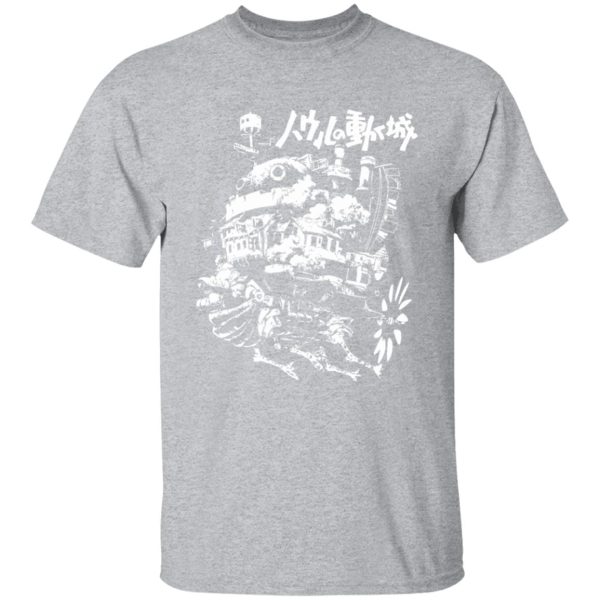 Characters From Howl's Moving Castle - Howl’s Castle in Black and White T Shirt-Apparel, Characters From Howl's Moving Castle, Howl's Moving Castle, Tshirt