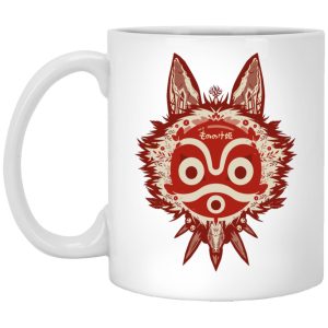 Princess Mononoke With Wolf - Princess Mononoke Mask Mug-Accessories, House Decor, Mug, princess mononoke, Princess Mononoke With Wolf