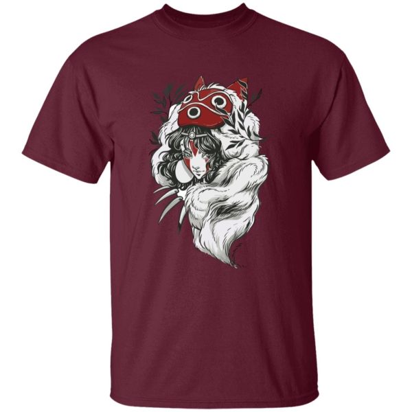 Princess Mononoke With Wolf - Princess Mononoke Black and White Fanart T Shirt-Apparel, princess mononoke, Princess Mononoke With Wolf, Tshirt