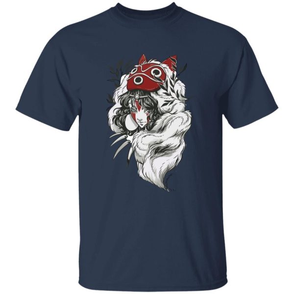 Princess Mononoke With Wolf - Princess Mononoke Black and White Fanart T Shirt-Apparel, princess mononoke, Princess Mononoke With Wolf, Tshirt