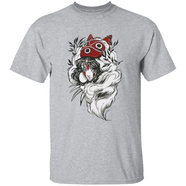 Princess Mononoke With Wolf - Princess Mononoke Black and White Fanart T Shirt-Apparel, princess mononoke, Princess Mononoke With Wolf, Tshirt