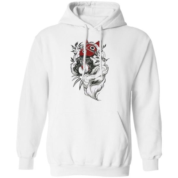 Anime Film Princess Mononoke - Princess Mononoke Black and White Fanart Hoodie-Anime Film Princess Mononoke, Apparel, Hoodie, princess mononoke