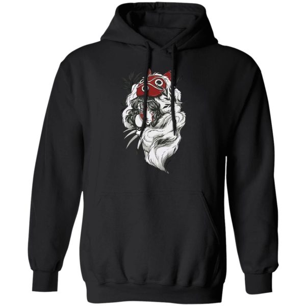 Anime Film Princess Mononoke - Princess Mononoke Black and White Fanart Hoodie-Anime Film Princess Mononoke, Apparel, Hoodie, princess mononoke