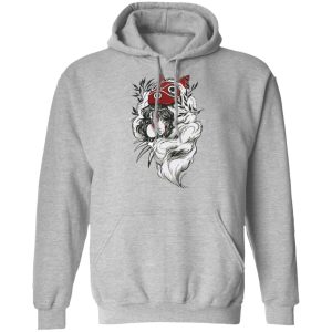 Anime Film Princess Mononoke - Princess Mononoke Black and White Fanart Hoodie-Anime Film Princess Mononoke, Apparel, Hoodie, princess mononoke