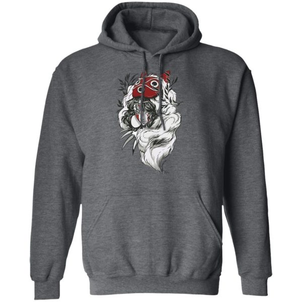 Anime Film Princess Mononoke - Princess Mononoke Black and White Fanart Hoodie-Anime Film Princess Mononoke, Apparel, Hoodie, princess mononoke