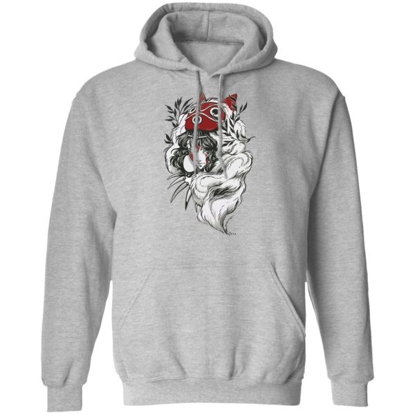 Anime Film Princess Mononoke - Princess Mononoke Black and White Fanart Hoodie-Anime Film Princess Mononoke, Apparel, Hoodie, princess mononoke